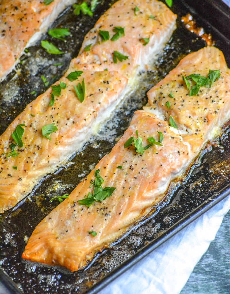 Oven Baked Buttery Lemon Pepper Salmon