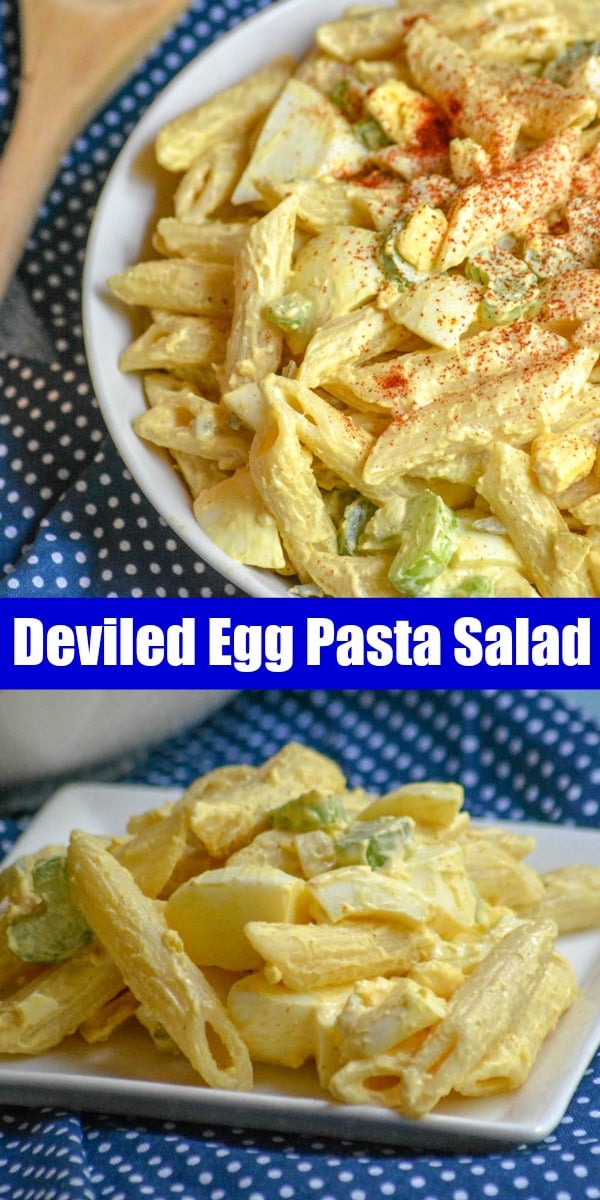 Everyone’s favorite hard boiled egg appetizer meets creamy pasta salad in this fun combo of Deviled Egg Pasta Salad. It’s the best dish, bound for your next barbecue- and it’s epic.