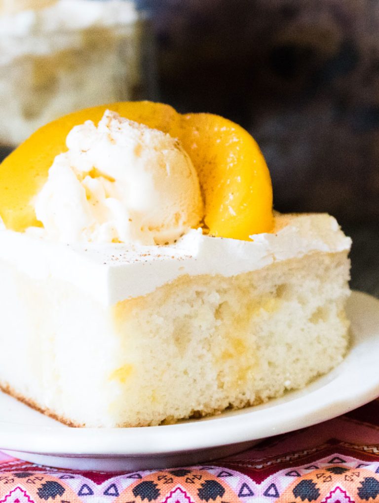 Peaches &amp; Sweet Cream Poke Cake 4 Sons 'R' Us