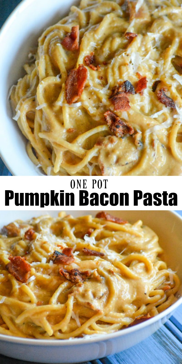 Pumpkin puree is an easy way to infused your everyday dinner with a little extra Fall flavor. Wow your crowd with this quick, easy, and amazing One Pot Creamy Pumpkin & Bacon Pasta. It's a meal the whole family will love, even the picky ones, with something in it for everyone.