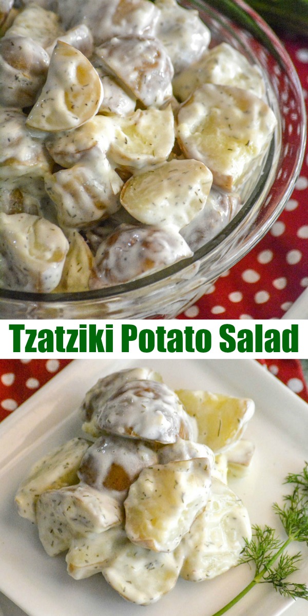 A delicious new spin on an ancient favorite, we tossed tender boiled baby red potatoes in a homemade creamy cucumber yogurt Tzatziki sauce for an amazing new side dish. This Tzatziki Style Potato Salad is light, refreshing, and the very best way to add some extra Mediterranean flavor into your family's everyday dishes.