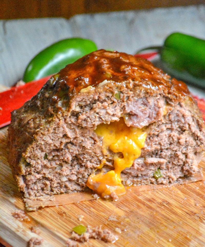 Buttermilk Jalapeno Cheddar Stuffed Smoked Meatloaf