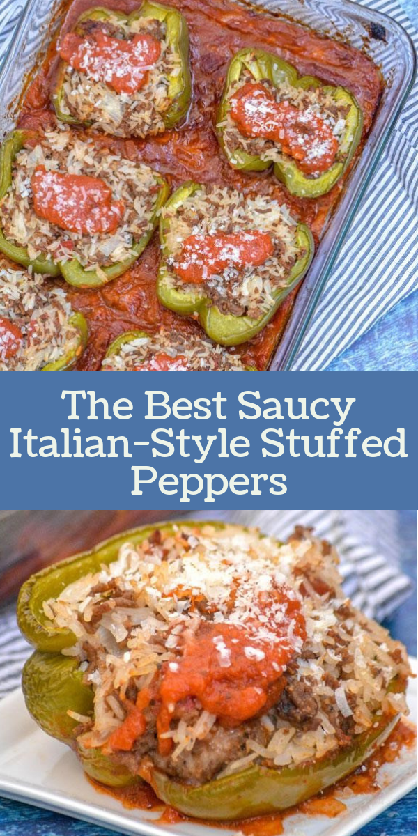 Dinner time just got upgraded from good to great with The Best Saucy Italian-Style Stuffed Peppers. They take my Grandma's tried & true version, and amp them up a notch for a savory dinner (that's still easy for me) that the whole family looks forward to.