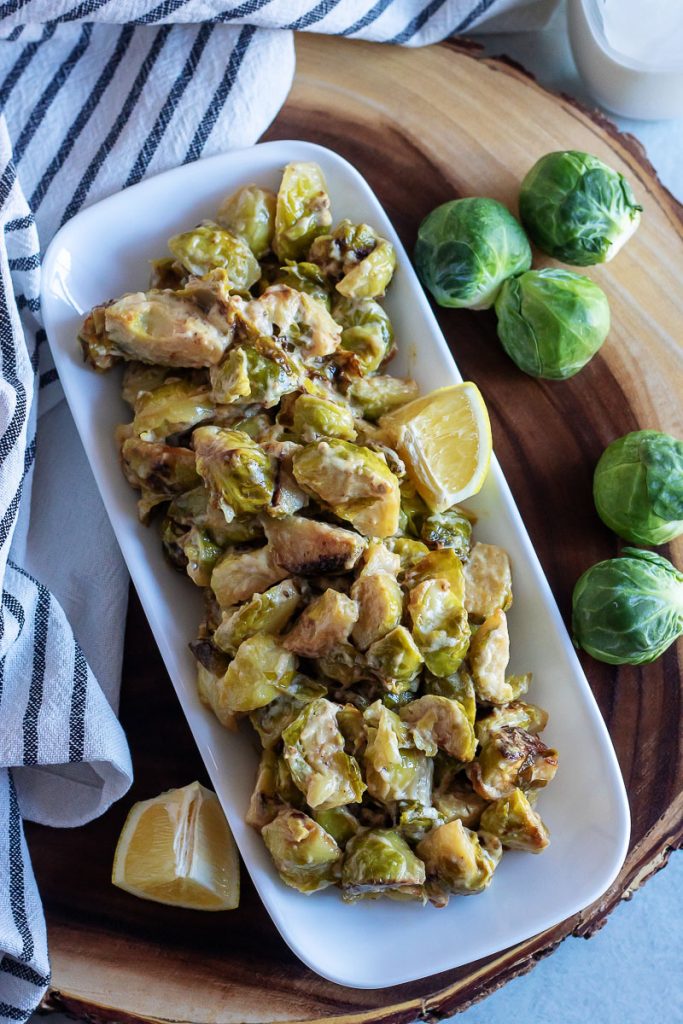 Cream Braised Brussels Sprouts