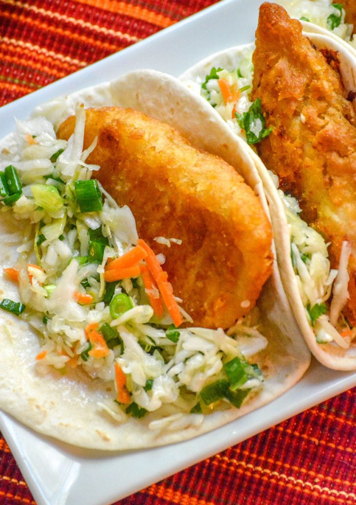 Beer-Battered Fish Tacos with Cilantro Slaw