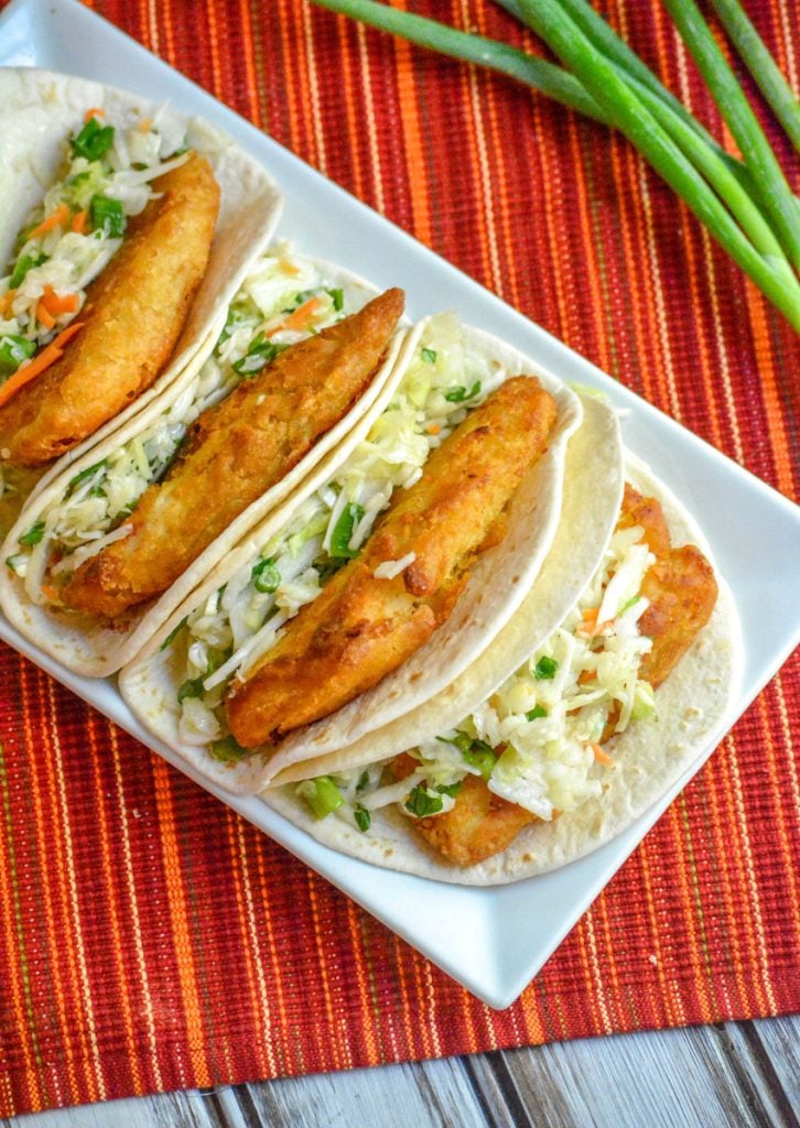 Beer-Battered Fish Tacos with Cilantro Slaw