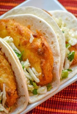 Beer Battered Fish Tacos with Cilantro Slaw