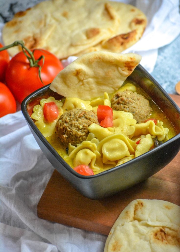 Curried Tortellini Meatball Soup