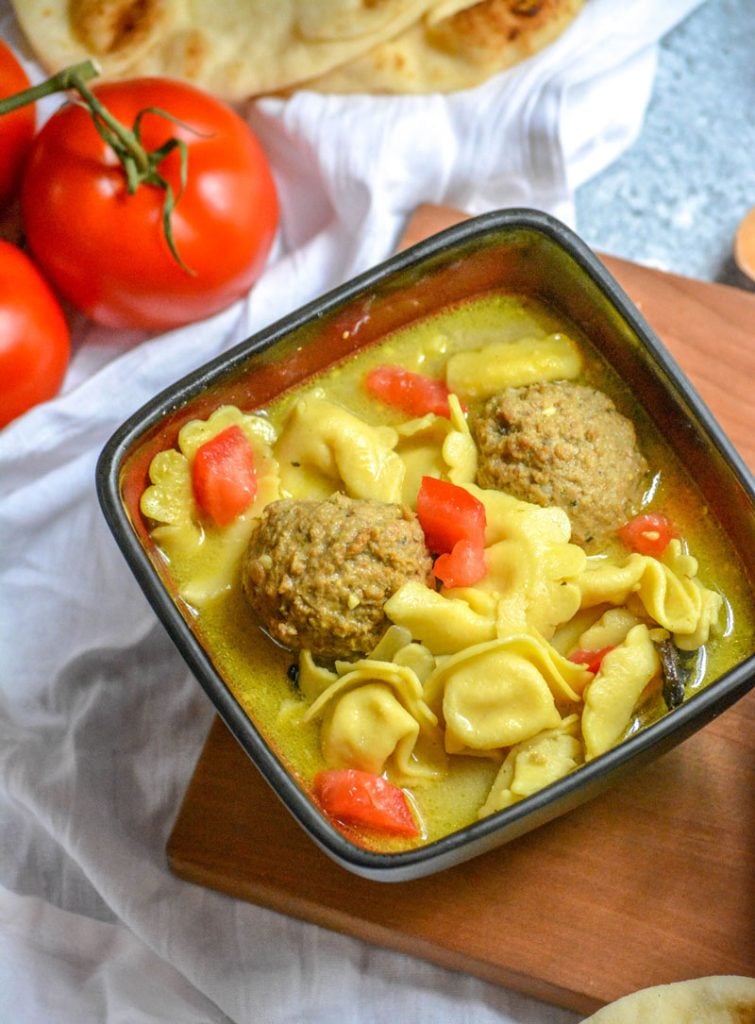 Curried Tortellini Meatball Soup