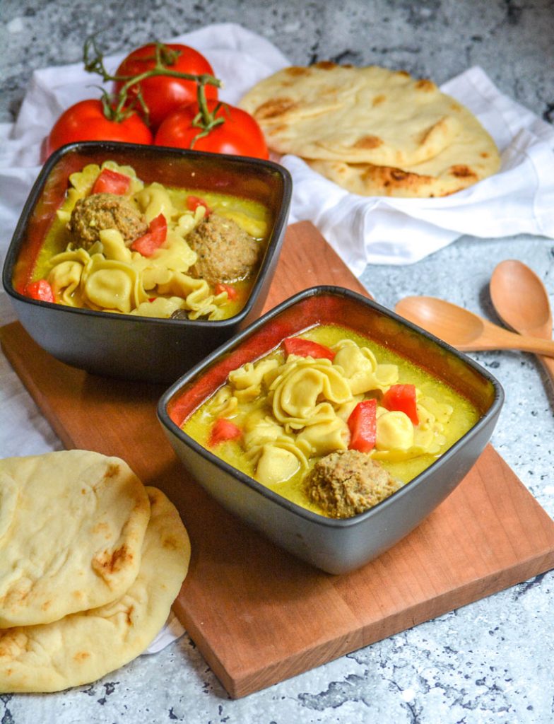 Curried Tortellini Meatball Soup