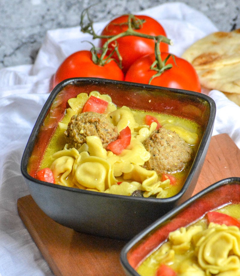 Curried Tortellini Meatball Soup