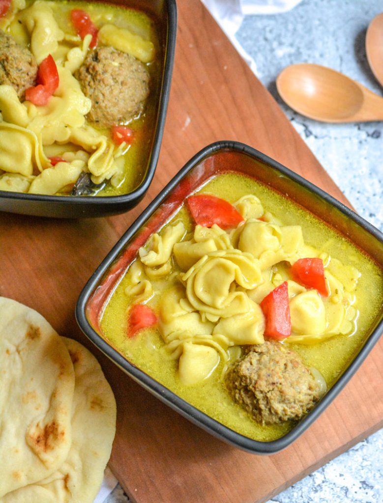 Curried Tortellini Meatball Soup