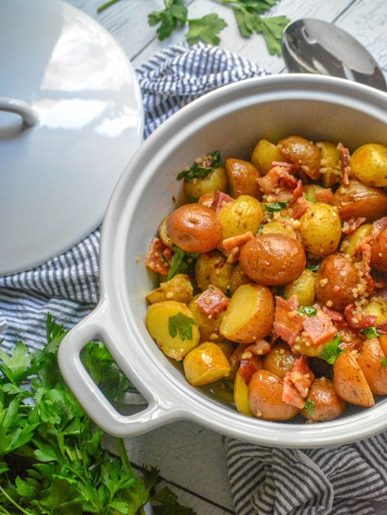 Warm Bacon Honey Mustard Potato Salad