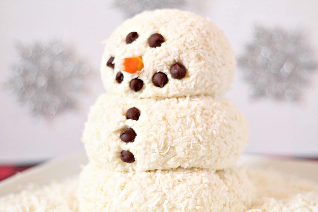 snowman themed dessert cheese ball