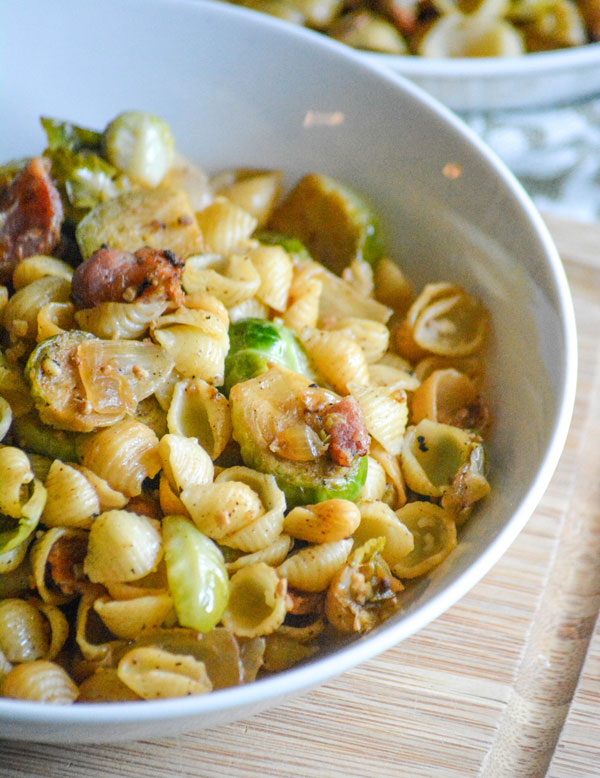 Bacon Brussels Sprout Pasta Skillet - 4 Sons 'R' Us