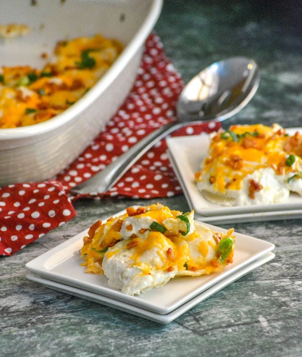 Cheddar bacon ranch pierogi bake