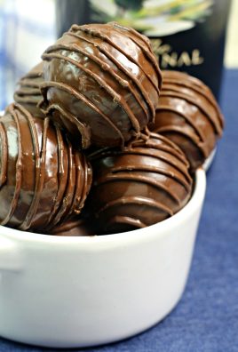 bailey's irish creme truffles piled in a small white bowl