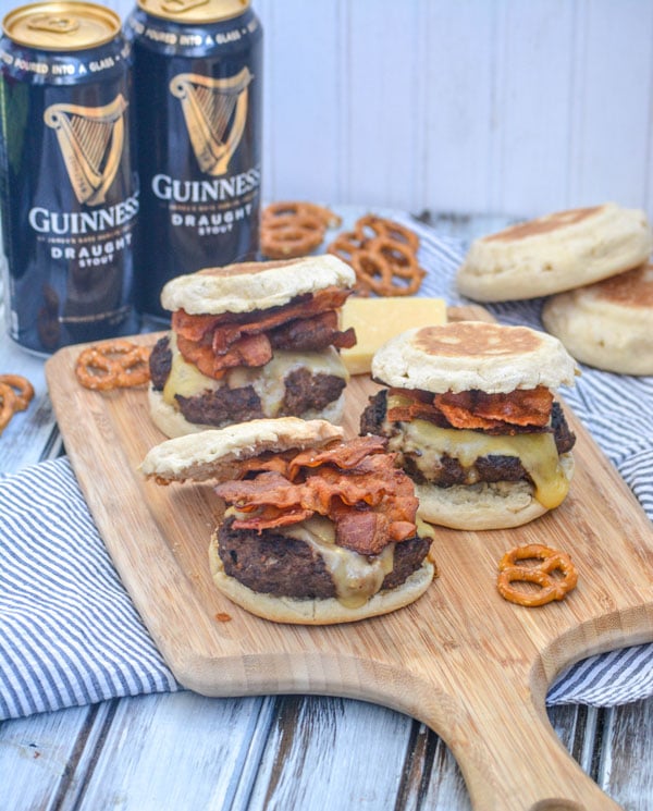 Guinness Bacon Irish Cheddar Cheeseburgers