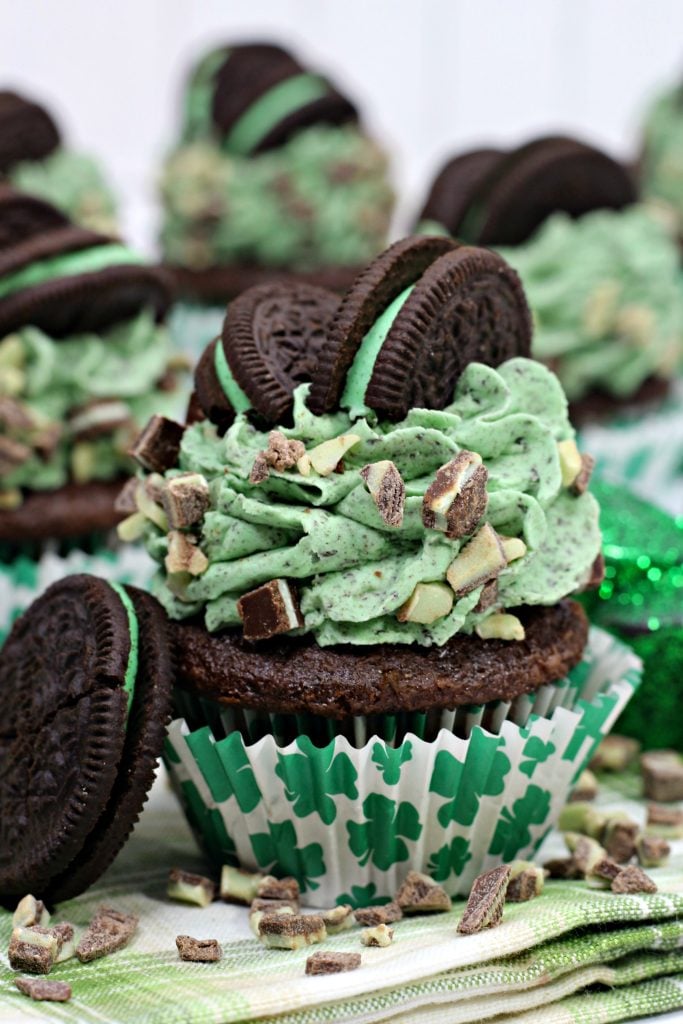 St Patrick's Day Andes Mint Oreo Chocolate Cupcakes