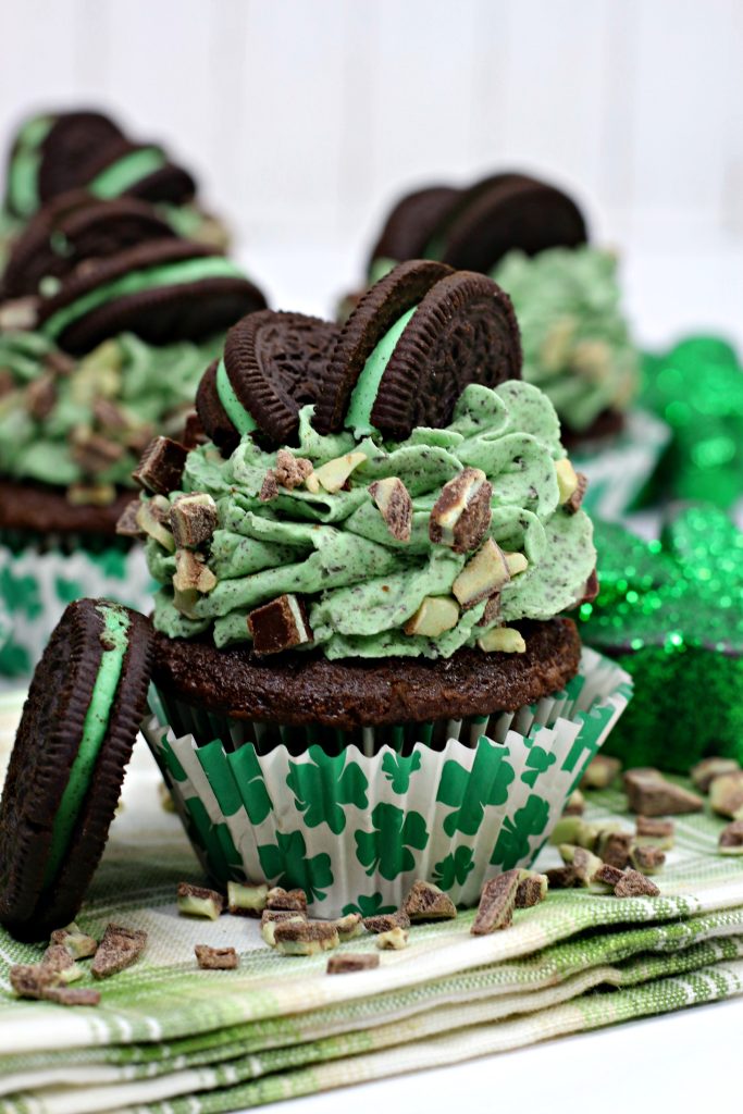 St Patrick's Day Andes Mint Oreo Chocolate Cupcakes