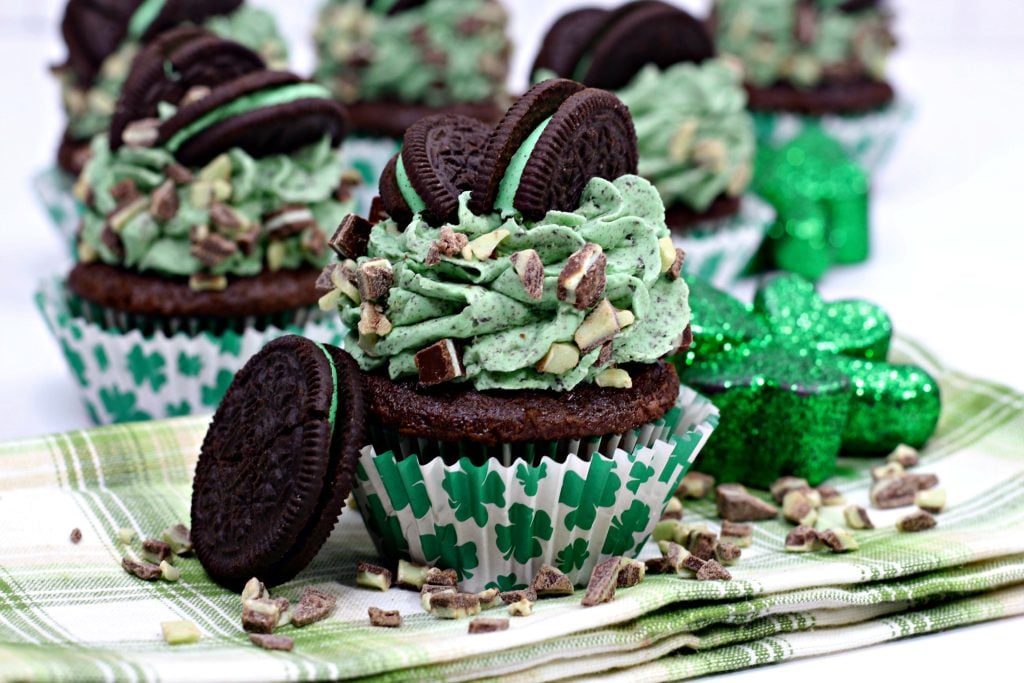 St Patrick's Day Andes Mint Oreo Chocolate Cupcakes