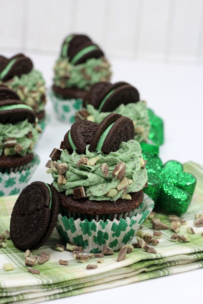 St Patrick's Day Andes Mint Oreo Chocolate Cupcakes