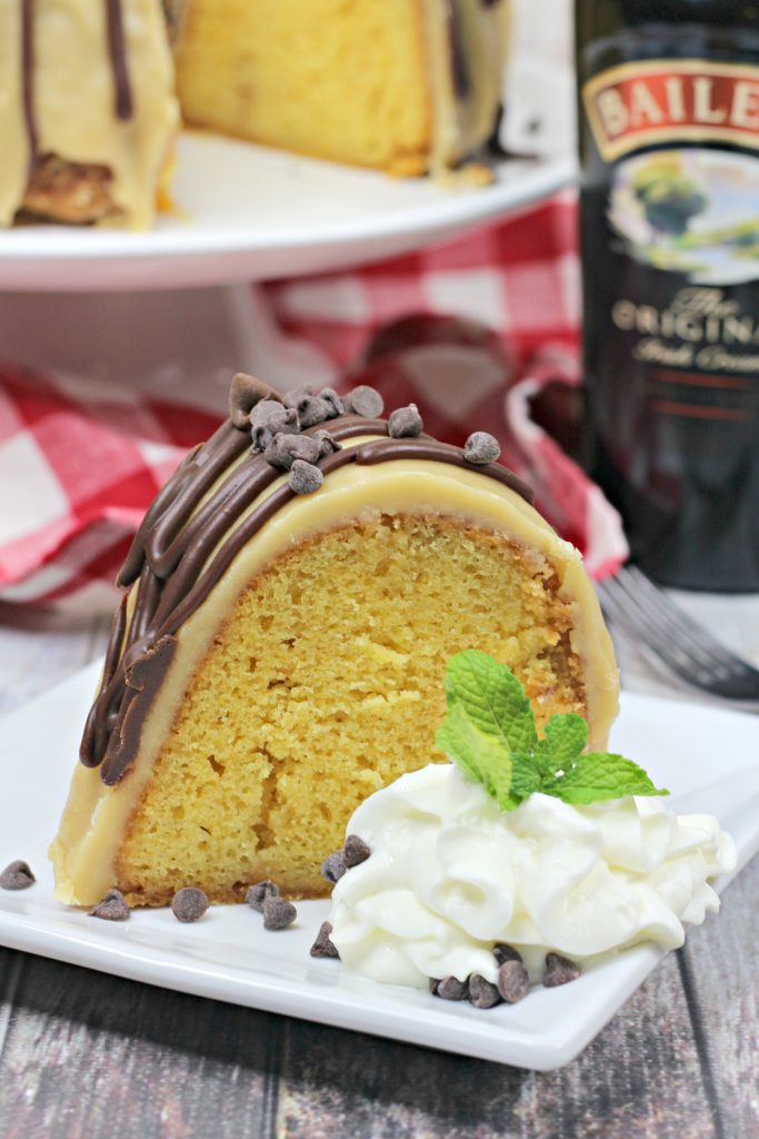 Irish Cream bundt cake with Baileys glaze and chocolate ganache