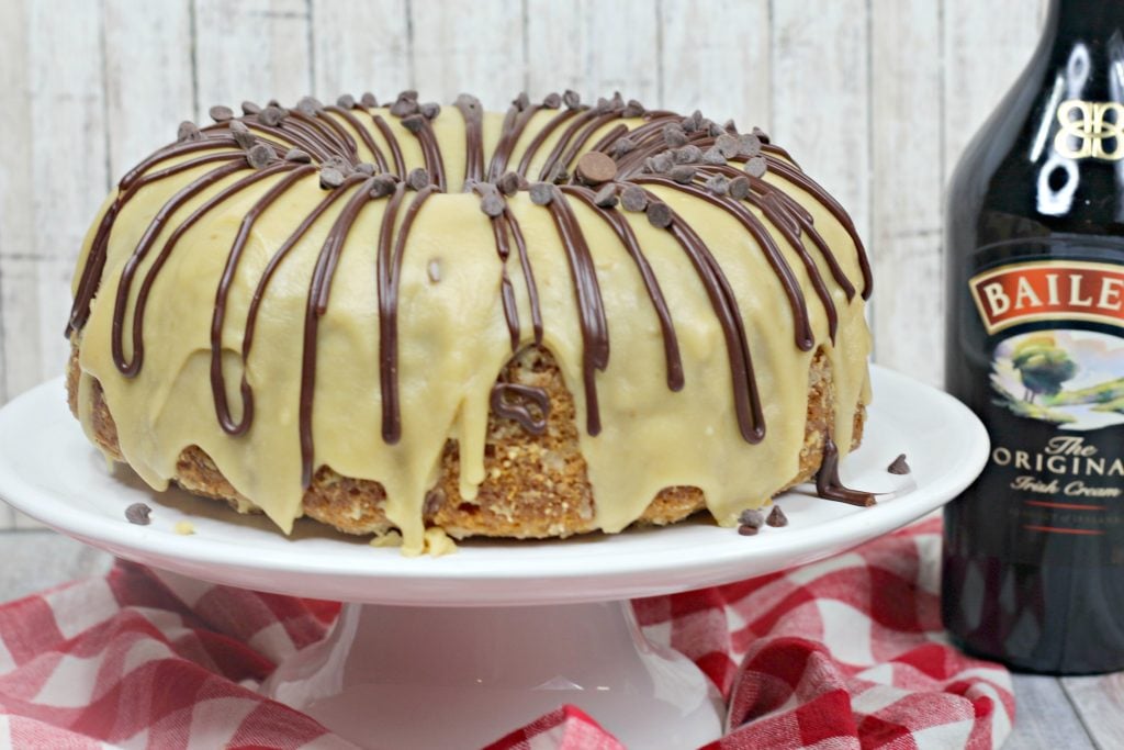 Irish Cream bundt cake with Baileys glaze and chocolate ganache