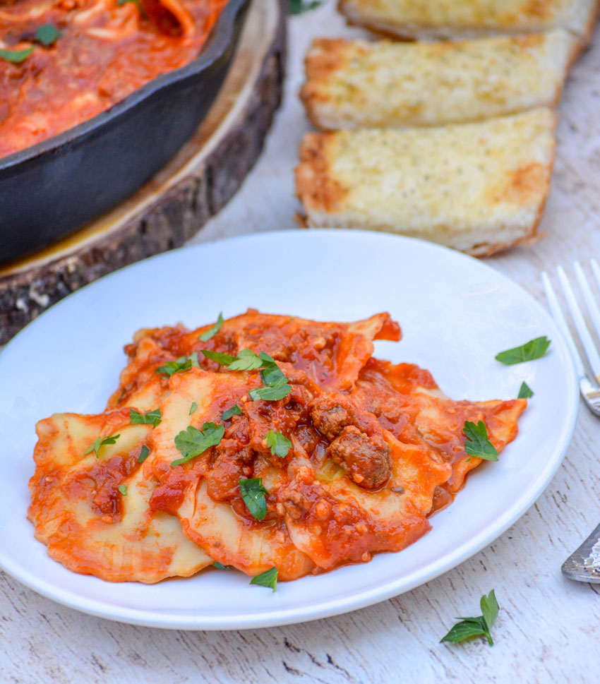 Cast Iron Skillet Ravioli Lasagna