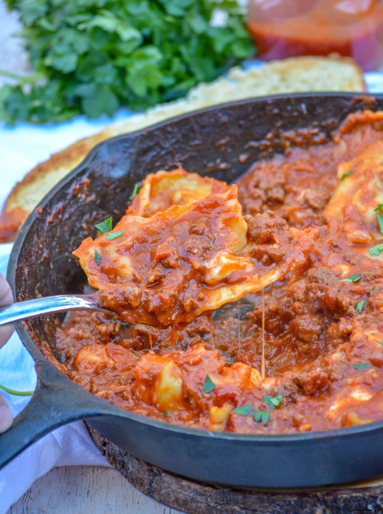 Cast Iron Skillet Ravioli Lasagna