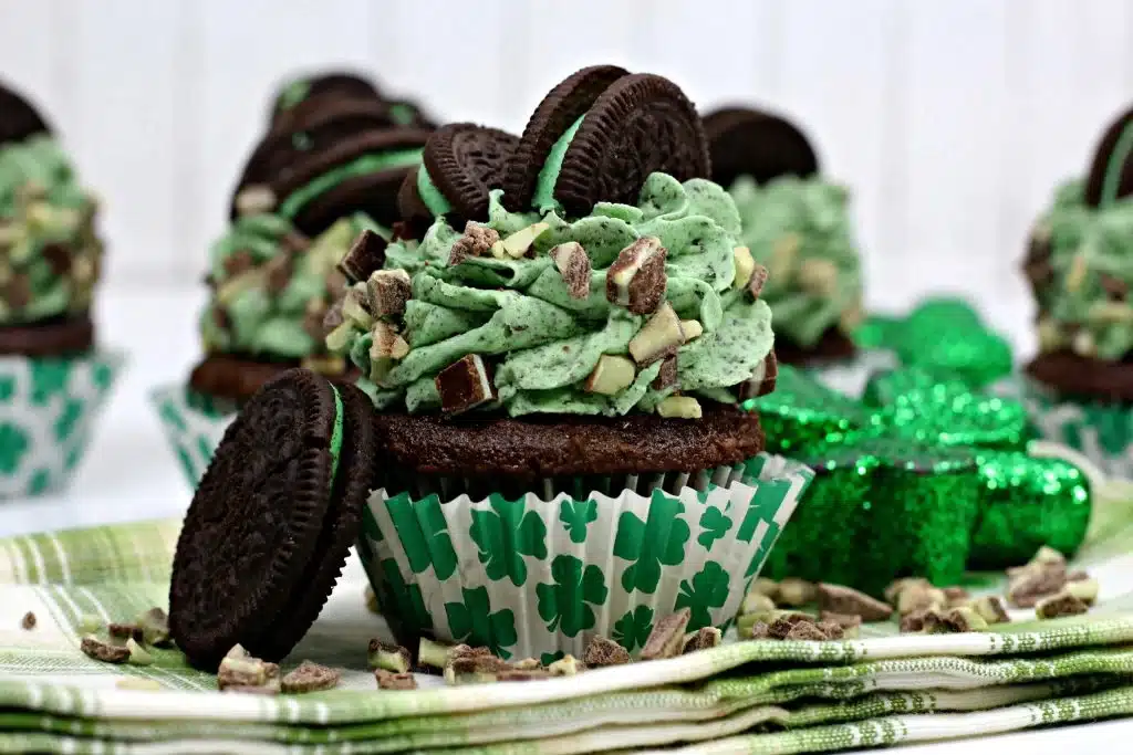 St Patrick’s Day Andes Mint Oreo Chocolate Cupcakes