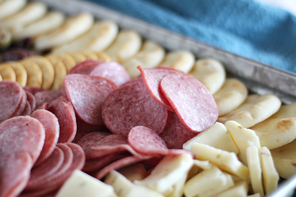 Sheet Pan Charcuterie Meat & Cheese Snack Tray