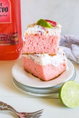 Boozy Strawberry Margarita Poke Cake