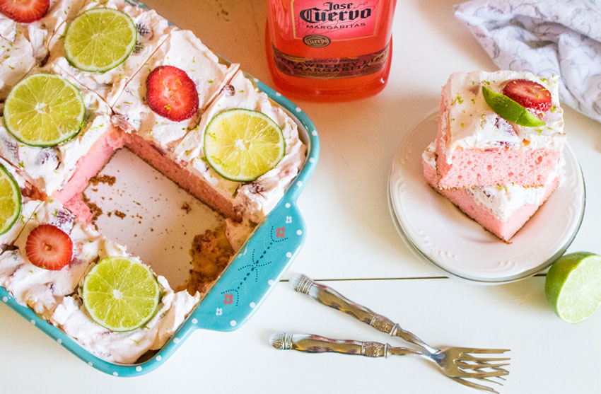 Strawberry Margarita Poke Cake