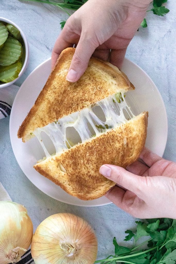 Dill Pickle & Vidalia Onion Grilled Cheese Sandwich