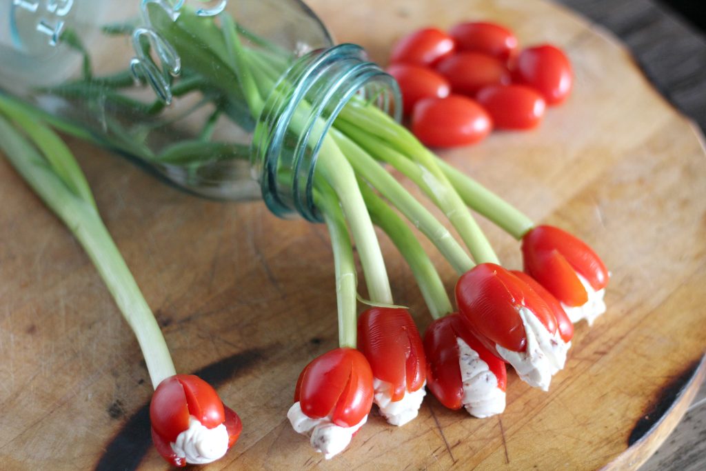 Bacon Cream Stuffed Tomato Tulips