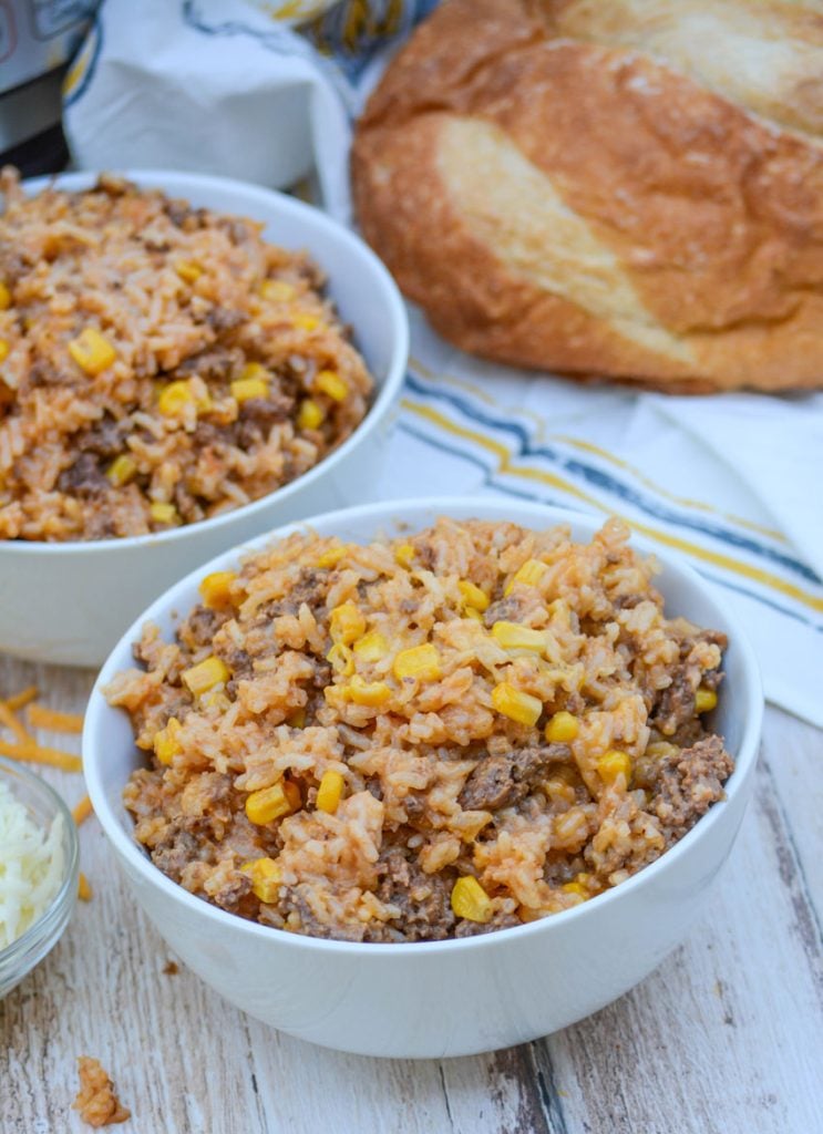 Instant Pot Cheesy Ground Beef & Rice