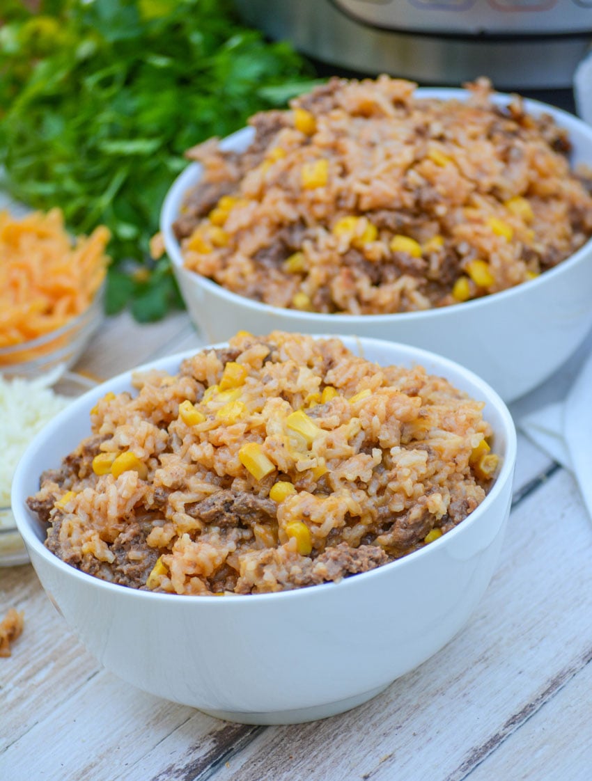 Instant Pot Cheesy Ground Beef And Rice 4 Sons R Us