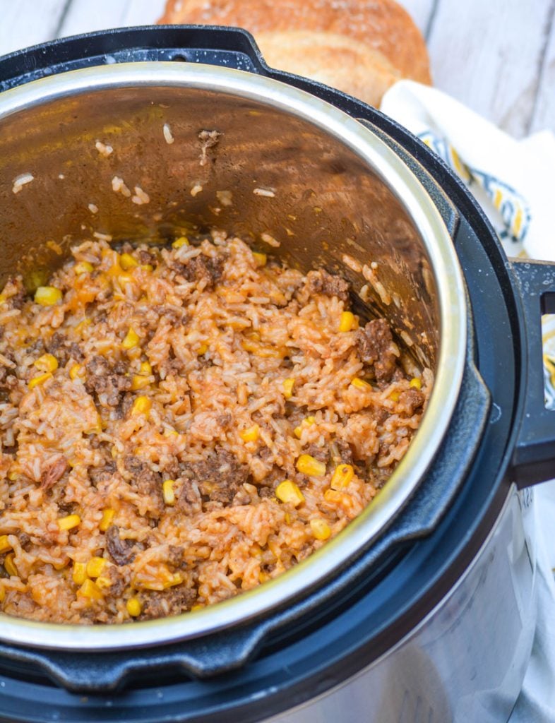 Instant Pot Cheesy Ground Beef & Rice