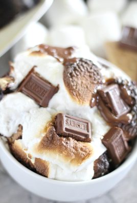 S'MORES COBBLER IN A SMALL WHITE BOWL