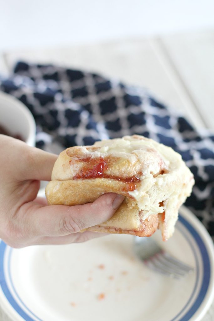 Strawberry Rolls with Powdered Sugar Icing