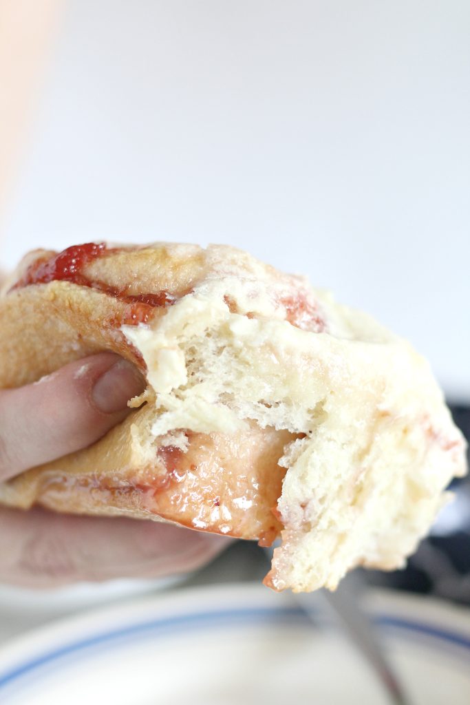 Strawberry Rolls with Powdered Sugar Icing