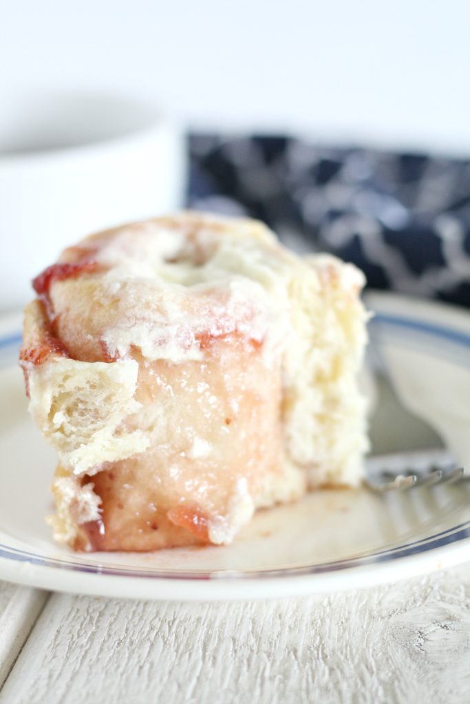 Strawberry Rolls with Powdered Sugar Icing