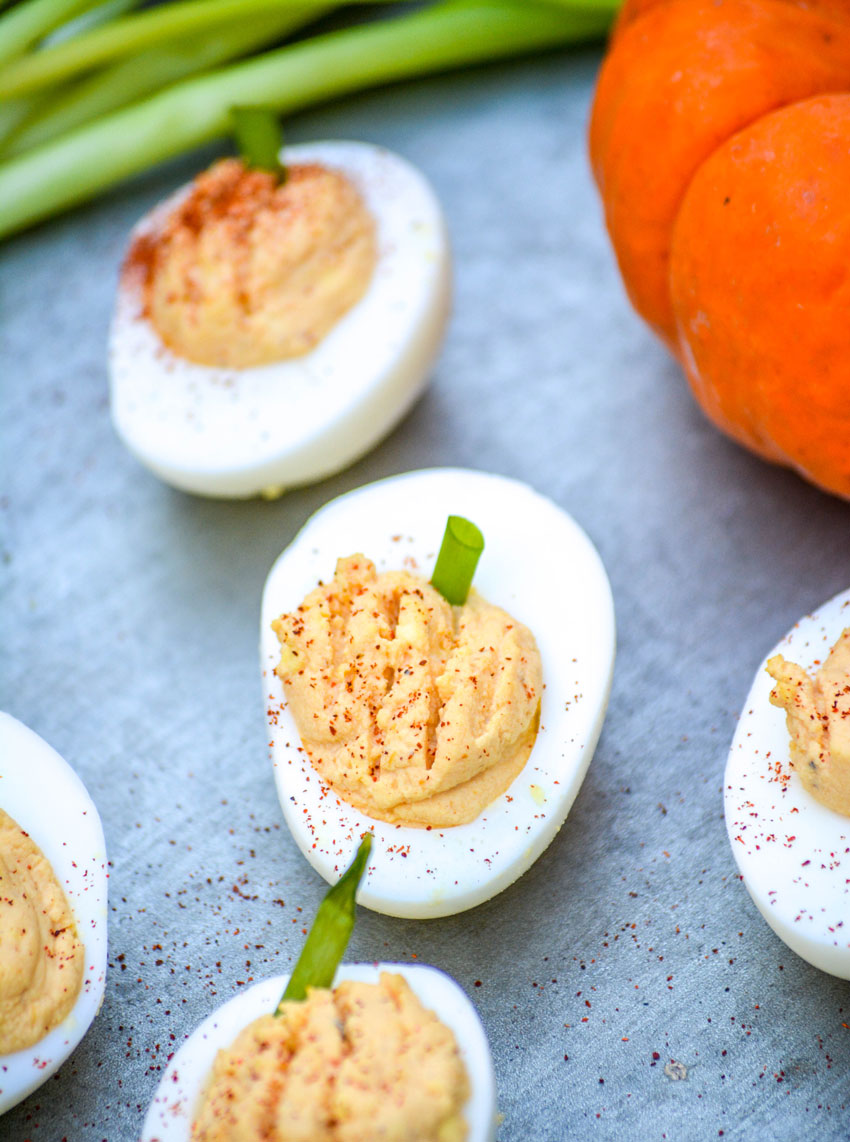 Pumpkin Deviled Eggs - Fantabulosity