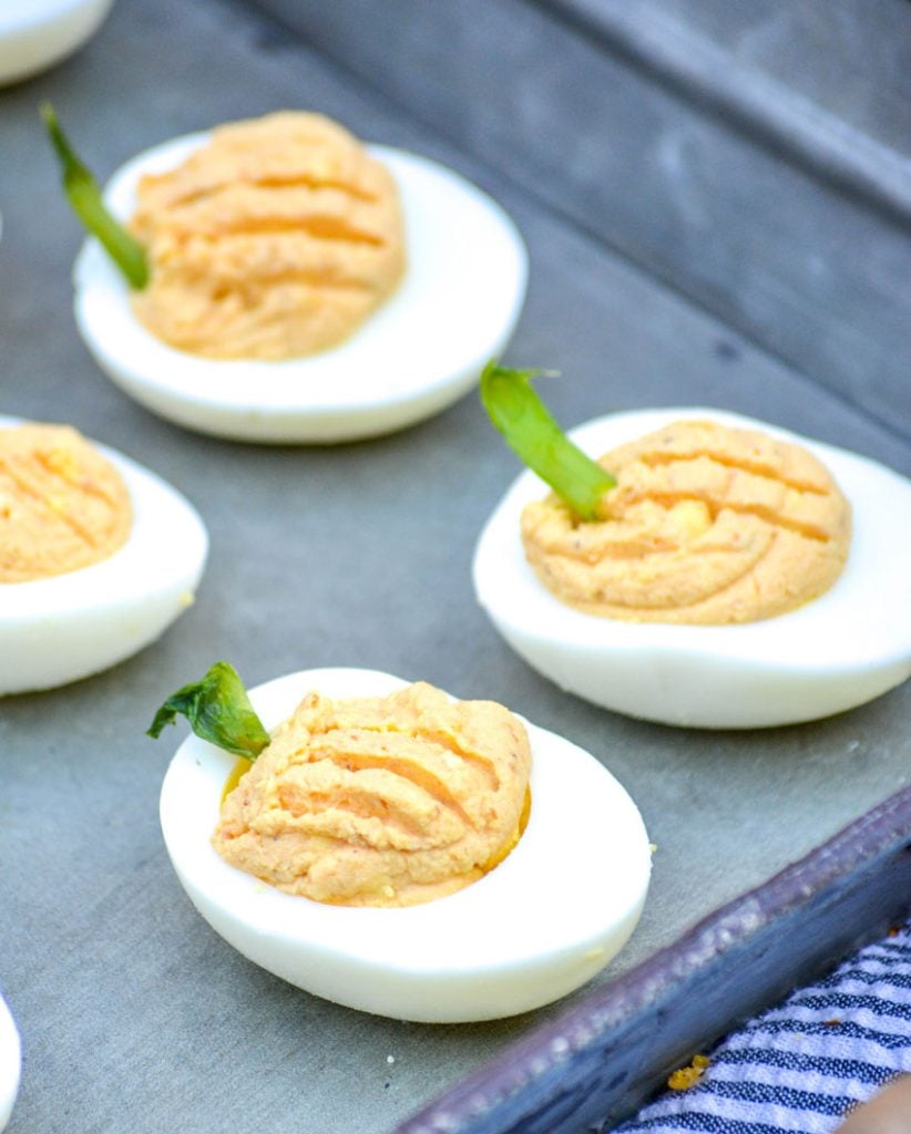 Pumpkin Deviled Eggs - Fantabulosity