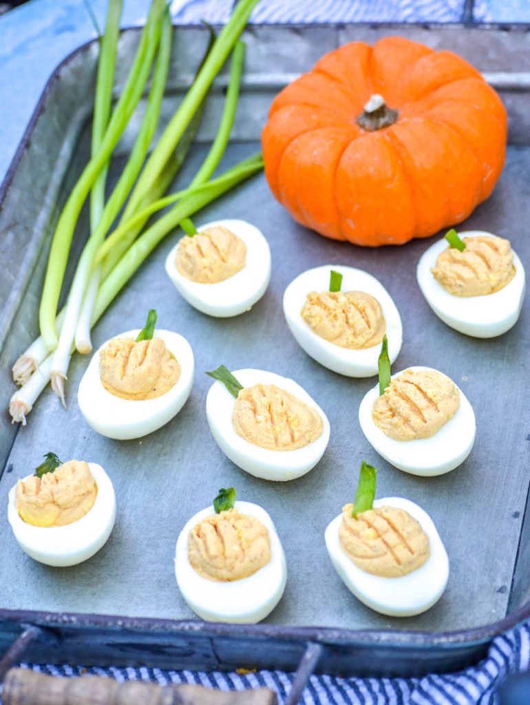 Pumpkin Deviled Eggs - Fantabulosity