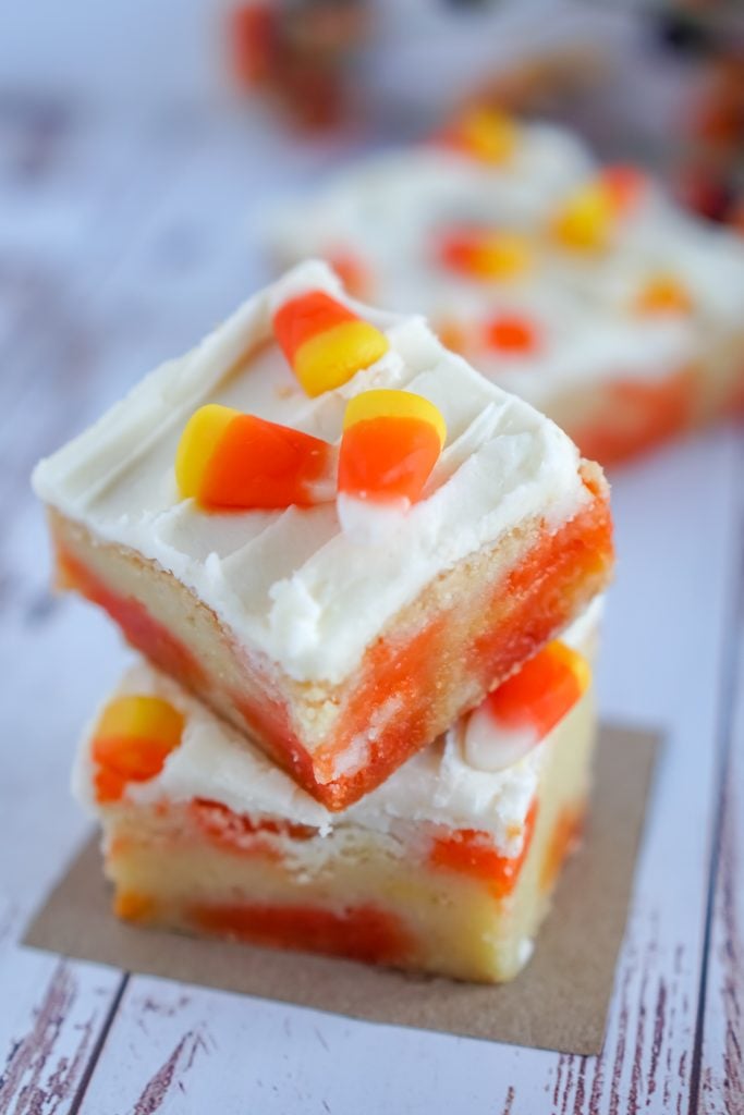 Candy Corn Cookie Bars #HalloweenTreatsWeek