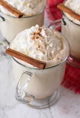 HOMEMADE INSTANT POT PUMPKIN SPICE LATTES IN GLASS MUGS