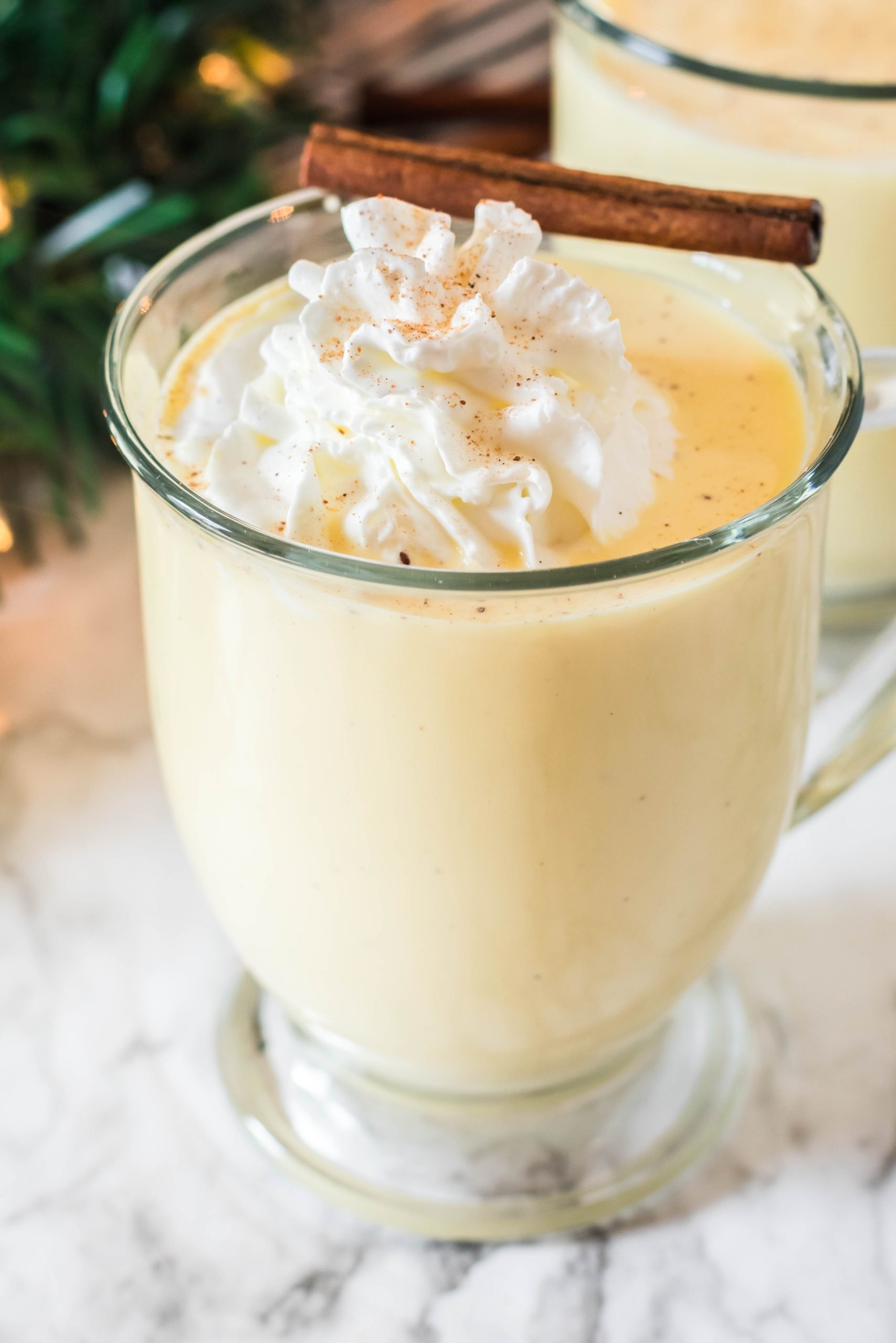 homemade eggnog in a glass mug