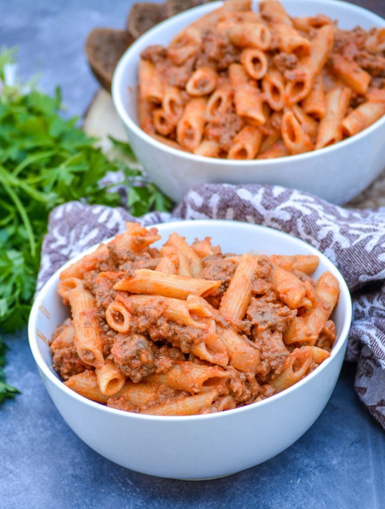 Penne Alla Vodka With Ground Beef